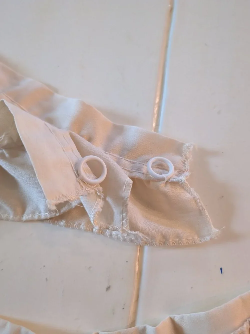 VTG Set of 6 Sears Ruffled Cream Curtains Panels w/ Tie Backs 64X48 3 Windows